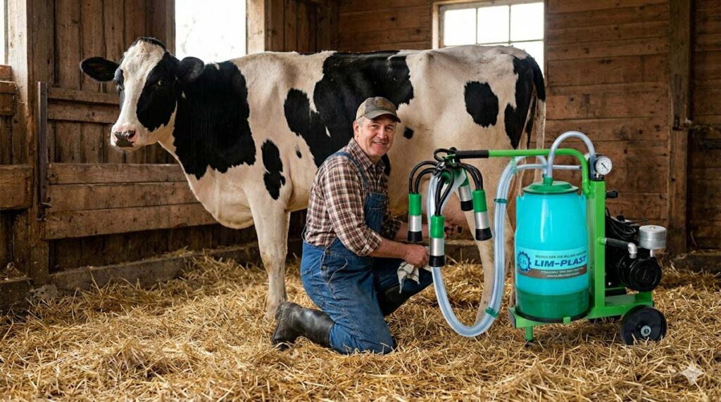 farmer krava i muzilica za malu farmu limplast